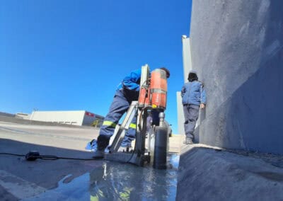 Roof core drilling for water drainage