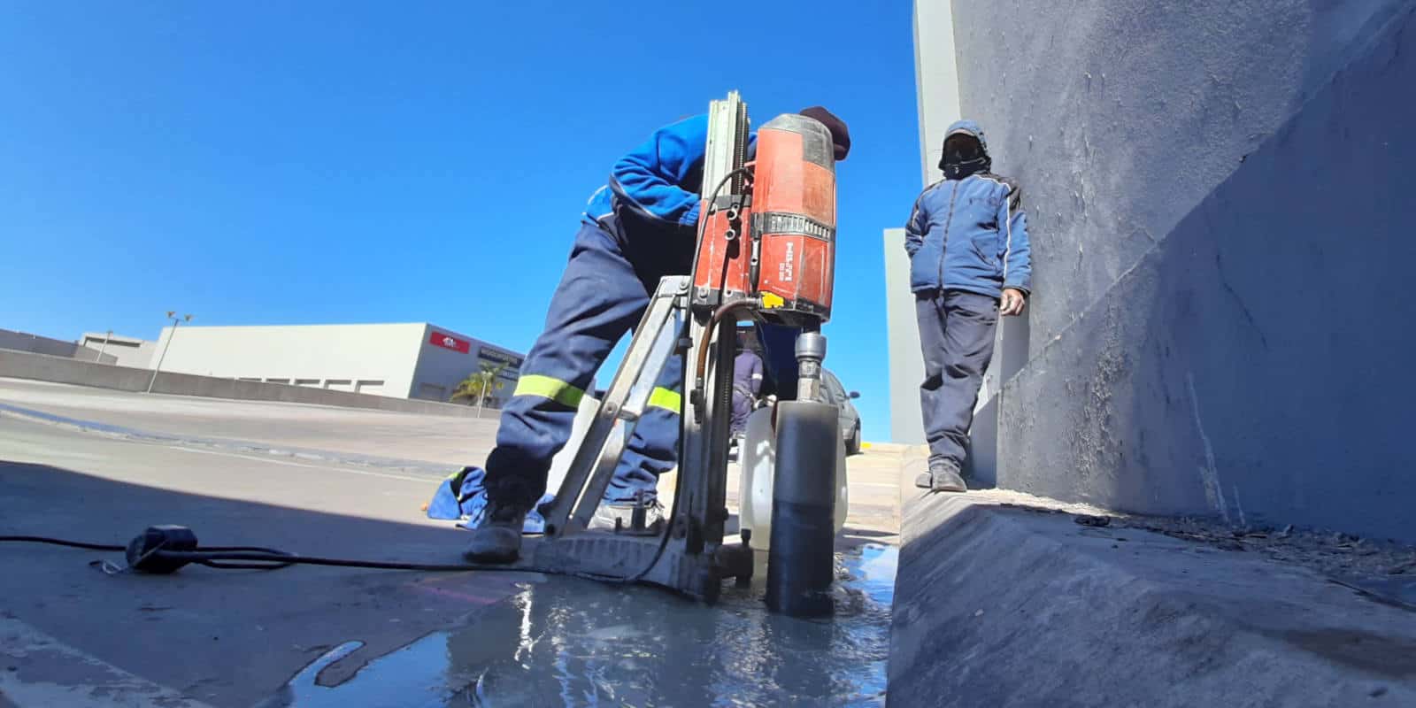 Core drilling on construction site