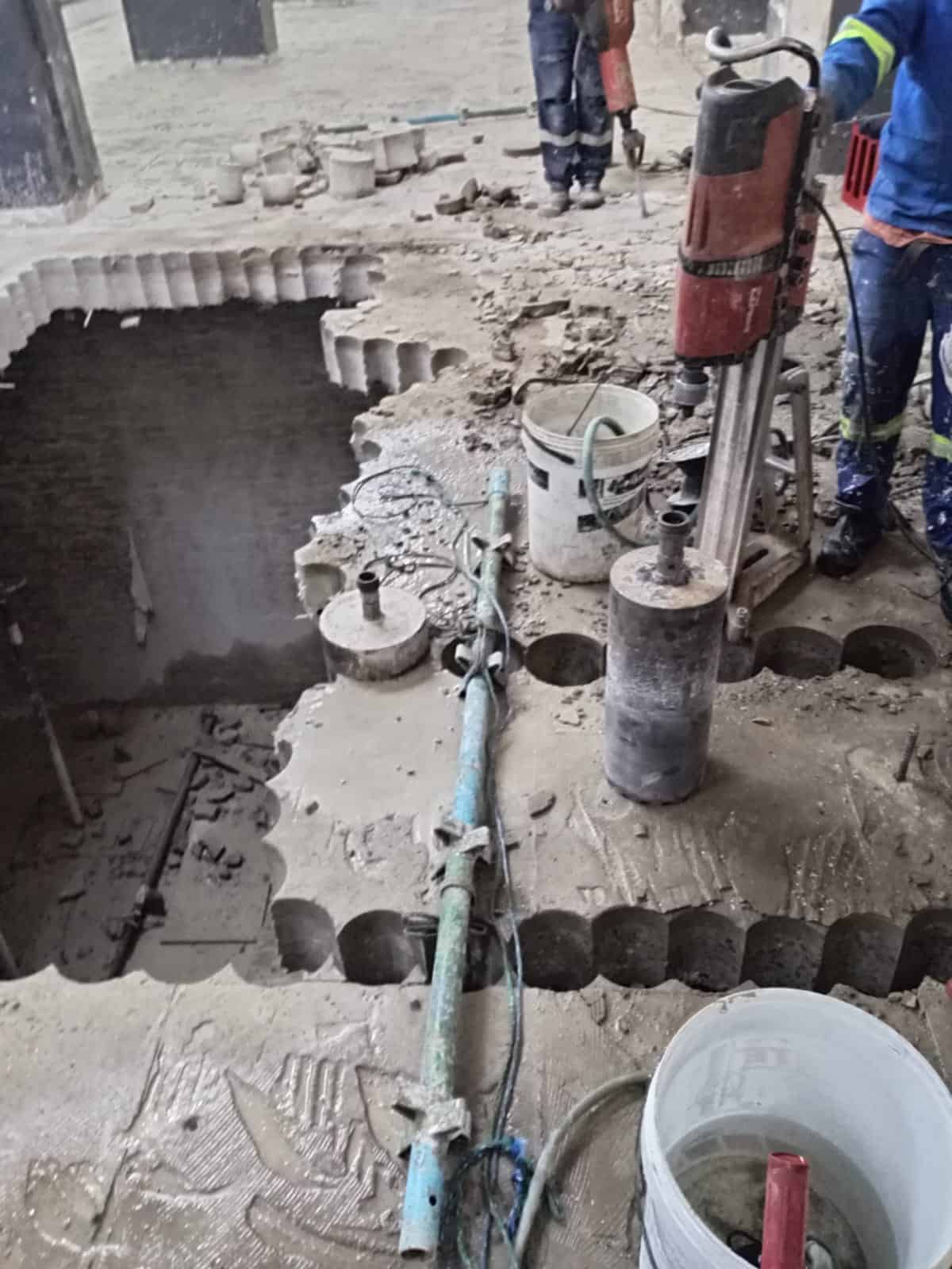 Clean rectangular opening through a 250mm solid concrete slab using stitch core drilling — ready for lift shaft installation, Central Johannesburg